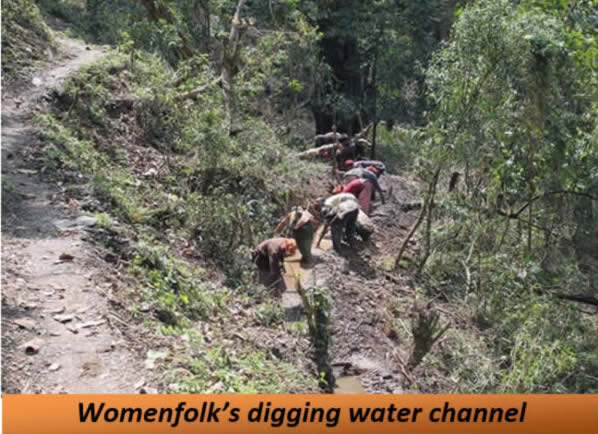 womenfolks cutting water channel